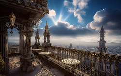 A photograph presenting a terrace with a view of a floatin