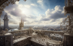 A photograph presenting a terrace with a view of a floatin