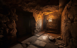 A photograph capturing a hauntingly atmospheric dungeon ch