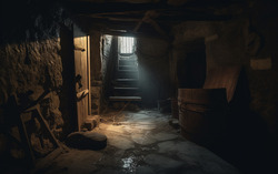 A photograph capturing a hauntingly atmospheric dungeon ch