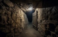A photograph portraying a chilling view of a subterranean 