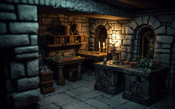 Photograph of a dungeon room. Nikon D850 camera 85mm prime