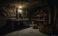 Photograph of a dungeon room. Nikon D850 camera 85mm prime