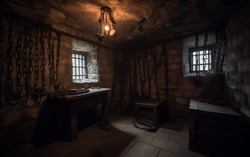 Photograph of a dungeon room. Nikon D850 camera 85mm prime