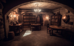 Photograph of a dungeon room. Nikon D850 camera 85mm prime