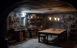 Photograph of a dungeon room. Nikon D850 camera 85mm prime