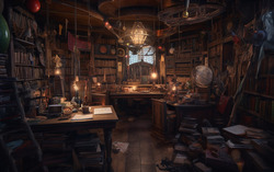 A photograph showcasing a disorderly sorcerers sanctum dra