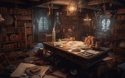 A photograph showcasing a disorderly sorcerers sanctum dra