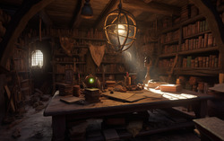 A photograph showcasing a disorderly sorcerers sanctum dra