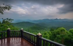 A photograph depicting a breathtaking view from a terrace 