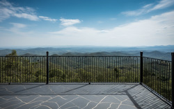 A photograph depicting a breathtaking view from a terrace 