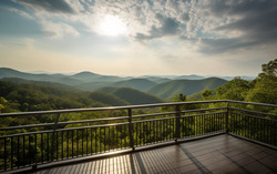 A photograph depicting a breathtaking view from a terrace 