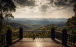 A photograph depicting a breathtaking view from a terrace 