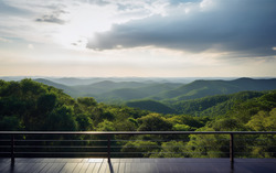A photograph depicting a breathtaking view from a terrace 