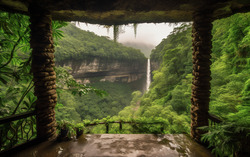 A photograph illustrating a picturesque view from a stone 