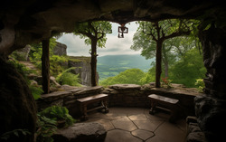 A photograph illustrating a picturesque view from a stone 