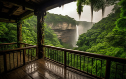 A photograph illustrating a picturesque view from a stone 