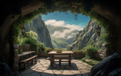 A photograph illustrating a picturesque view from a stone 