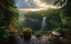 A photograph illustrating a picturesque view from a stone 