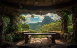 A photograph illustrating a picturesque view from a stone 