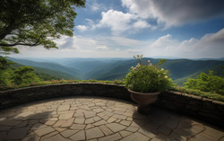A photograph illustrating a picturesque view from a stone 