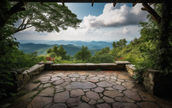 A photograph illustrating a picturesque view from a stone 