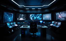 A photograph capturing an extraterrestrial spacecrafts com