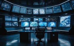 A photograph capturing an extraterrestrial spacecrafts com