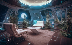 A photograph presenting a celestial-themed zoom background