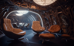 A photograph presenting a celestial-themed zoom background