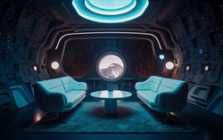 A photograph presenting a celestial-themed zoom background