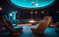 A photograph presenting a celestial-themed zoom background