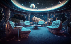 A photograph presenting a celestial-themed zoom background