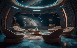 A photograph presenting a celestial-themed zoom background