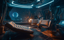 A photograph presenting a celestial-themed zoom background