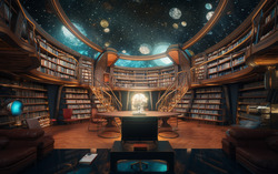 A photograph presenting a celestial-themed zoom background