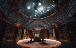 A photograph presenting a celestial-themed zoom background