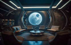 A photograph presenting a celestial-themed zoom background