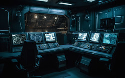 Advanced spaceship command room. Technological. Nikon D850