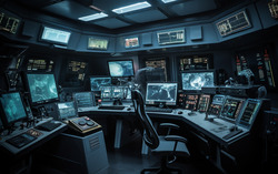 Advanced spaceship command room. Technological. Nikon D850