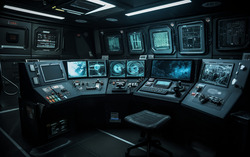 Advanced spaceship command room. Technological. Nikon D850