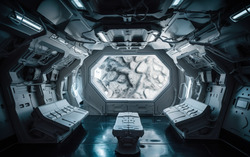 Alien spaceship room. Intricate futuristic details. Nikon 