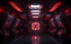 Alien spaceship room. Intricate futuristic details. Nikon 